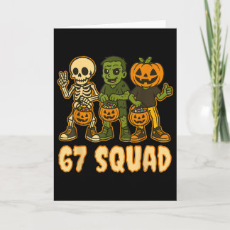 Six Seven 67 Squad Skeleton Pumpkin Halloween Boys Kort