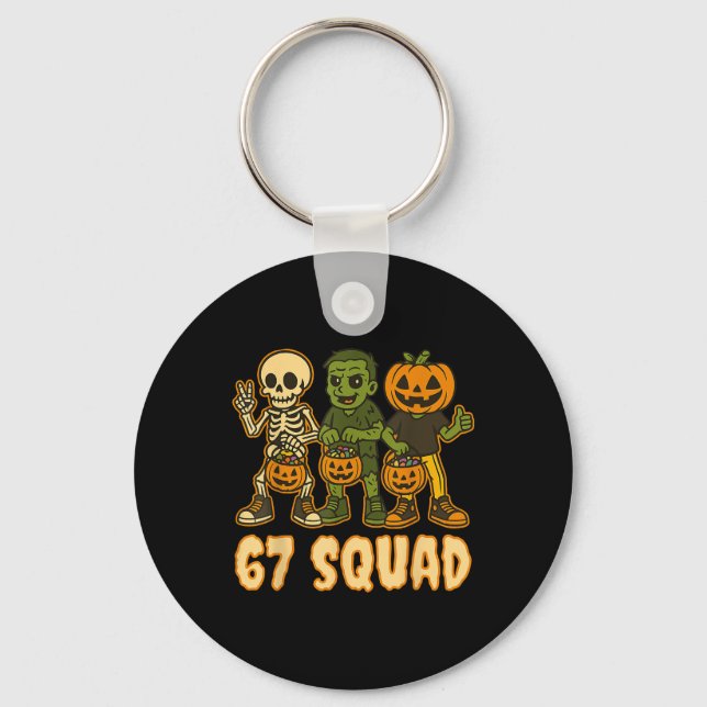 Six Seven 67 Squad Skeleton Pumpkin Halloween Boys Nyckelring (Framsida)