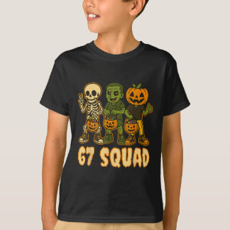 Six Seven 67 Squad Skeleton Pumpkin Halloween Boys T Shirt