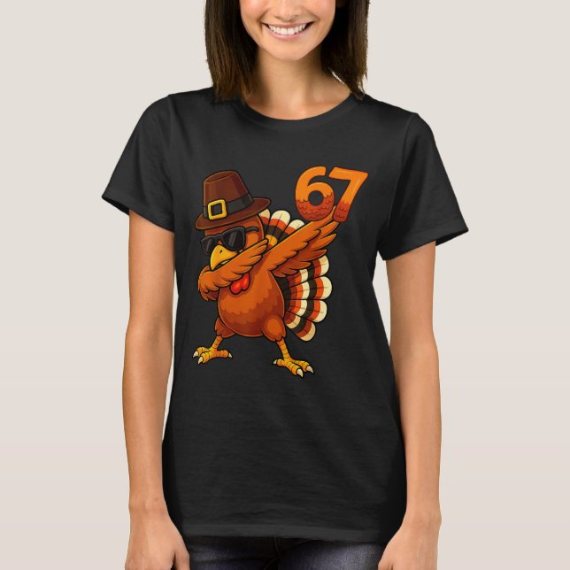 Six Seven 67 Thanksgiving Meme Funny Thankful Turk T Shirt (Framsida)