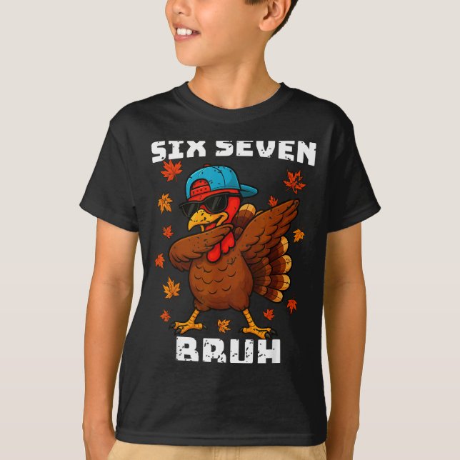 Six Seven 67 Thanksgiving Meme Funny Thankful Turk T Shirt (Framsida)