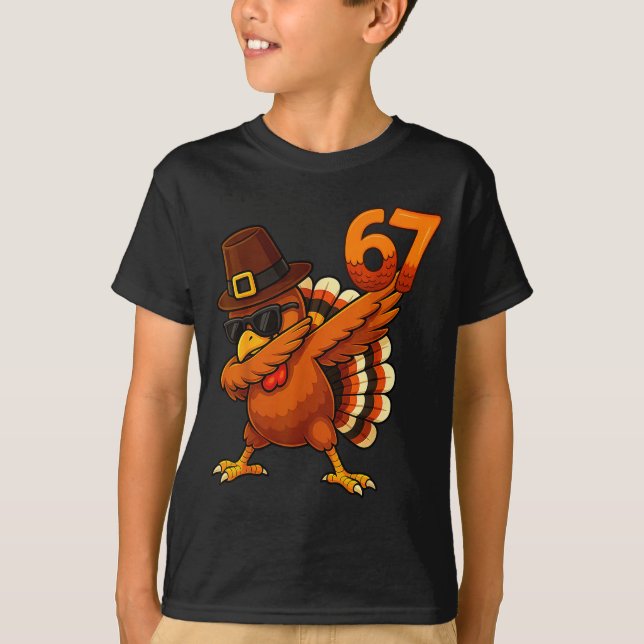 Six Seven 67 Thanksgiving Meme Funny Thankful Turk T Shirt (Framsida)