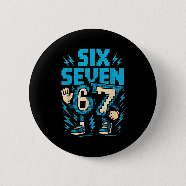 Six Seven 67 Xel Gamer Apparel Retro Block Style A Knapp (Framsida)