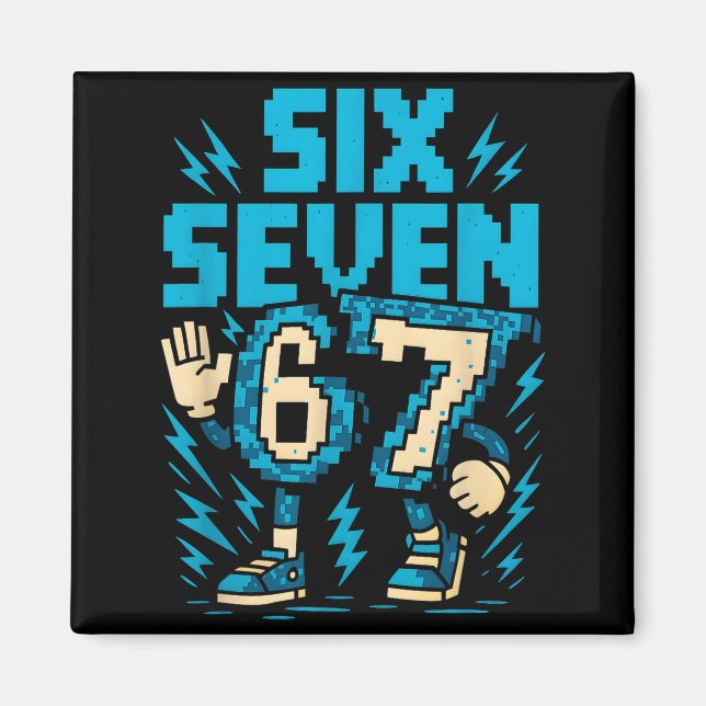 Six Seven 67 Xel Gamer Apparel Retro Block Style A Magnet (Framsidan)