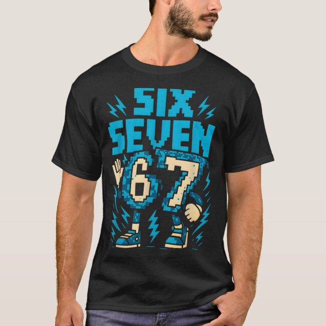 Six Seven 67 Xel Gamer Apparel Retro Block Style A T Shirt (Framsida)