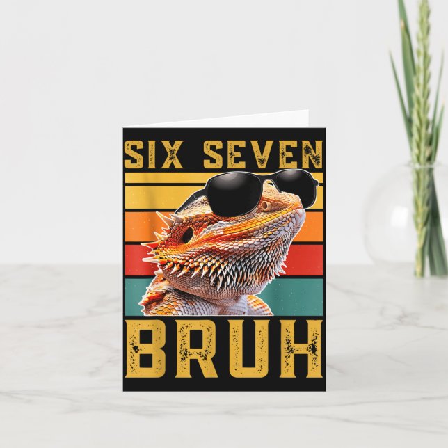 Six Seven 6 7 67 Meme Funny Bearded Dragon Design  Kort (Framsida)
