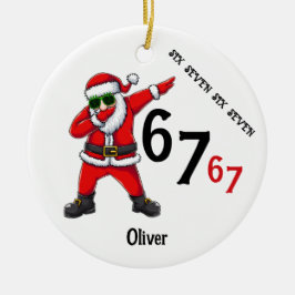 Six Seven 6 7 67 Meme Santa Dubbing Personalized Julgransprydnad Keramik