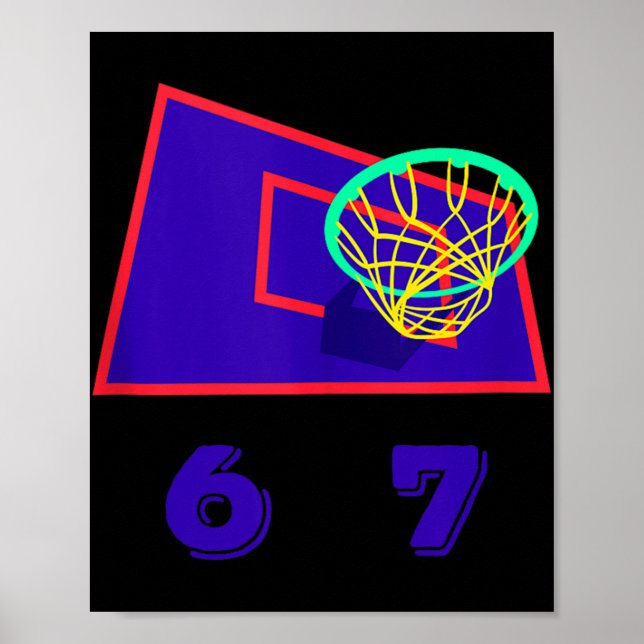 Six Seven 6 7 Basketball Meme Hoop Design Tank Top Poster (Framsidan)