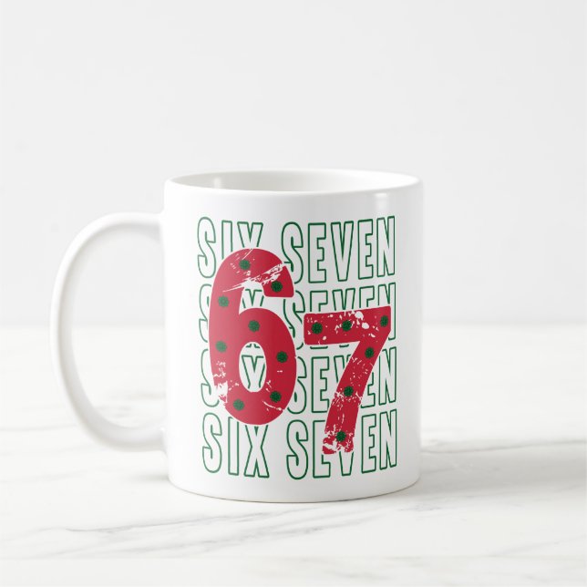 Six Seven 6 7 Funny Meme Mug Kaffemugg (Vänster)