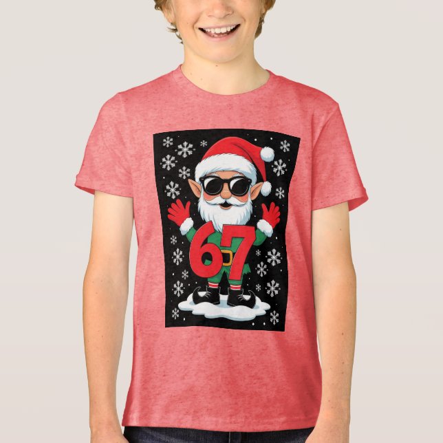 Six Seven 6 7 Julte T-Shirt Cool Tomte Meme (Framsida)