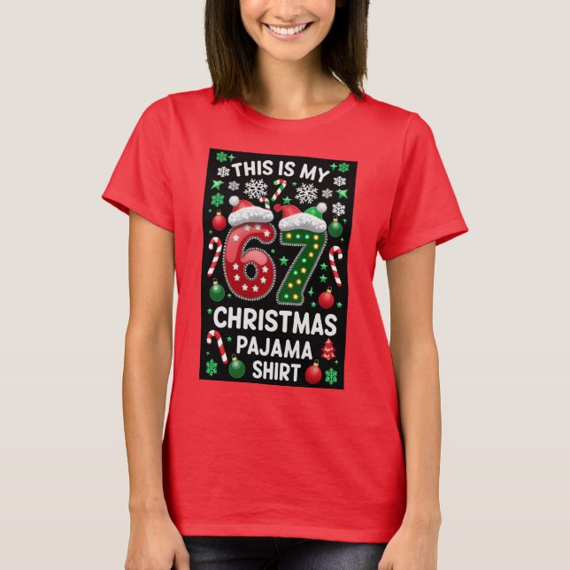 Six Seven 6 7 Julte T-Shirt Meme Högtidspresent (Framsida)