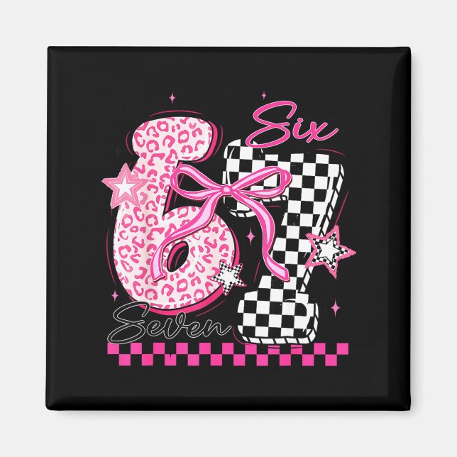 Six Seven 6 7 Leopard Checkered 67 Meme Teacher Wo Magnet (Framsidan)
