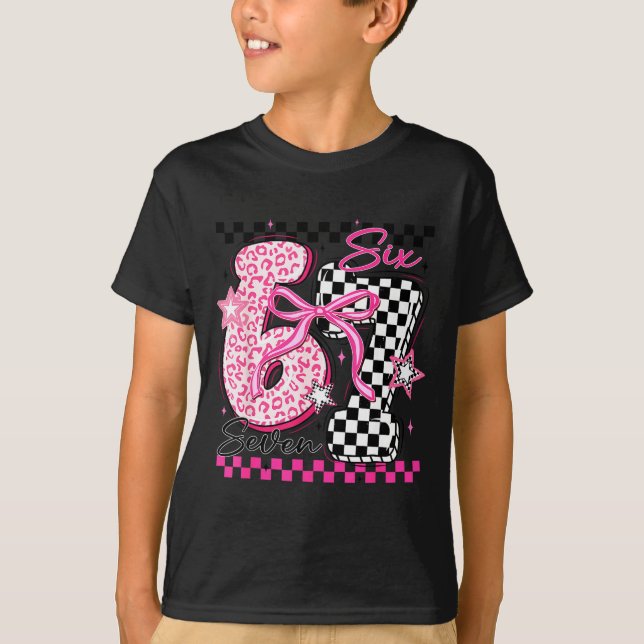 Six Seven 6 7 Leopard Checkered 67 Meme Teacher Wo T Shirt (Framsida)