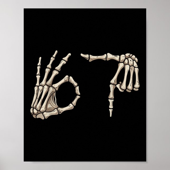 Six Seven 6 7 Meme 67 Skelett Hand Halloween Kosty Poster (Framsidan)