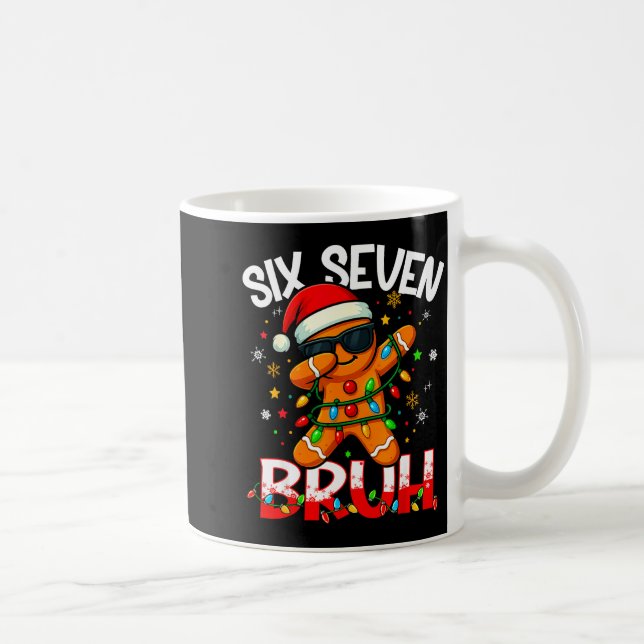 Six Seven 6 7 Meme Dabbing Gingerbread Man Christm Kaffemugg (Höger)
