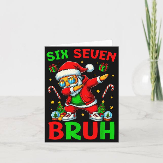 Six Seven 6 7 Meme Dabbing Santa Merry Christmas B Kort (Framsida)