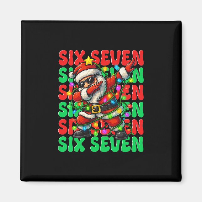 Six Seven 6 7 Meme Dabbing Tomte Jul 67 Pyjamas Magnet (Framsidan)