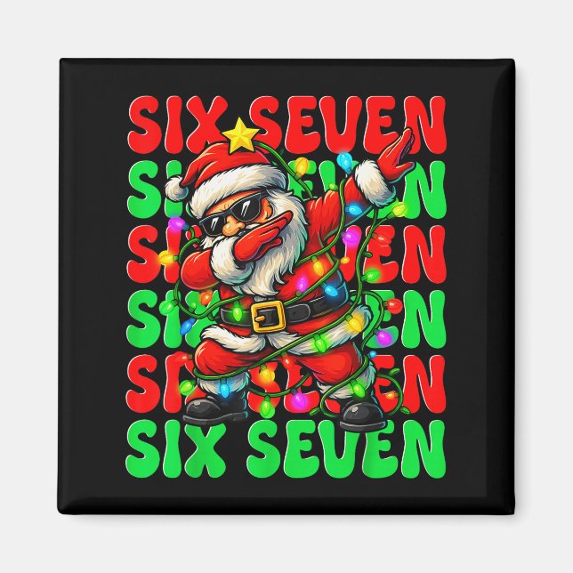 Six Seven 6 7 Meme Dabbing Tomte Jul 67 Pyjamas Magnet (Framsidan)