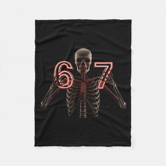 Six Seven 6 7 Meme Funny Skeleton Hands Sign Let's Fleecefilt (Framsidan)