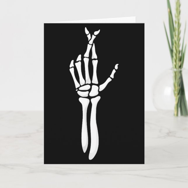Six Seven 6 7 Meme Funny Skeleton Hands Sign Let's Kort (Framsida)