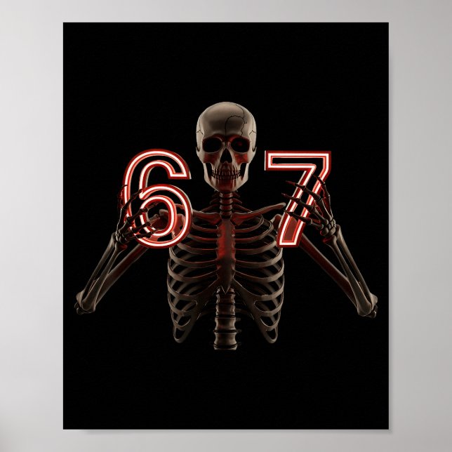 Six Seven 6 7 Meme Funny Skeleton Hands Sign Let's Poster (Framsidan)