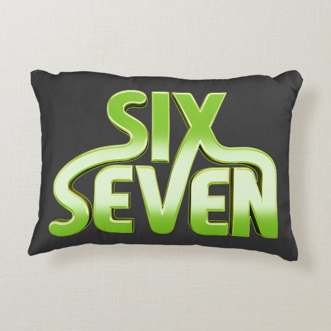 Six Seven 6 7 Meme - Green gradient typography Prydnadskudde (Baksidan)