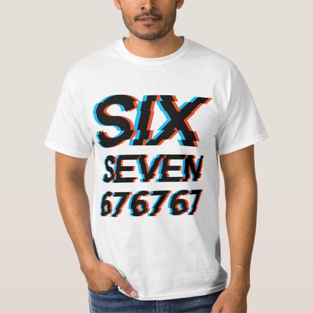 Six Seven 6-7 Meme T Shirt (Framsida)