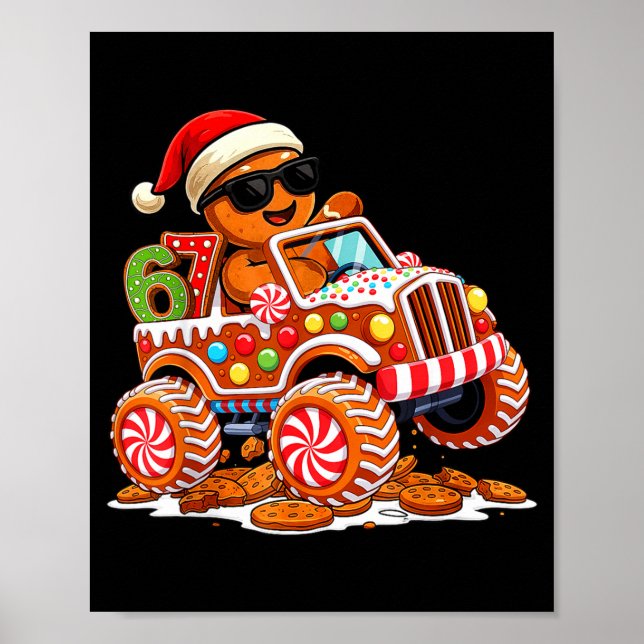 Six Seven 6 7 Monster Truck Gingerbread Man Christ Poster (Framsidan)