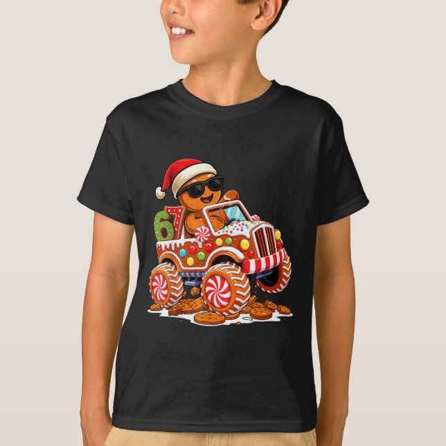 Six Seven 6 7 Monster Truck Gingerbread Man Christ T Shirt (Framsida)