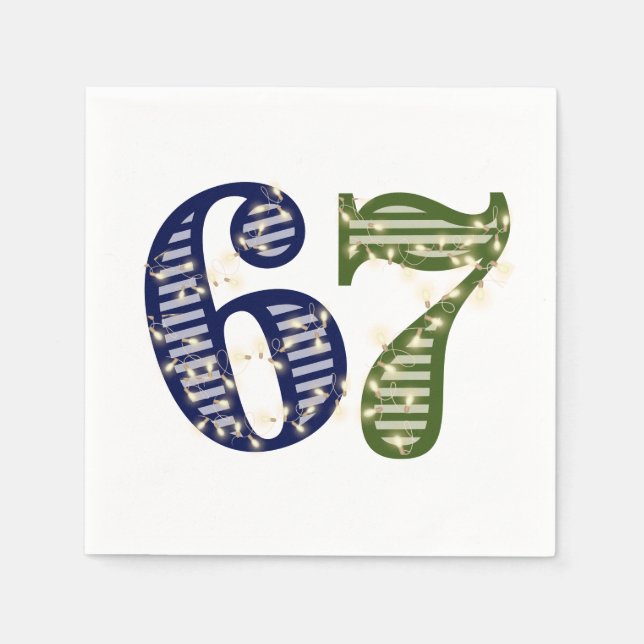 Six Seven 6 7 Trend Blue & Green Modern Pappersservett (Framsidan)