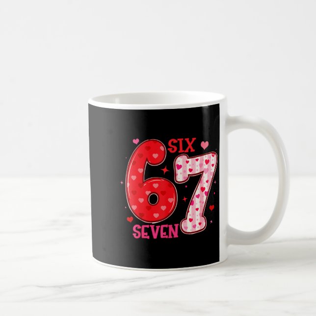 Six Seven 6 7 Valentines Day Trendy Valentine Meme Kaffemugg (Höger)