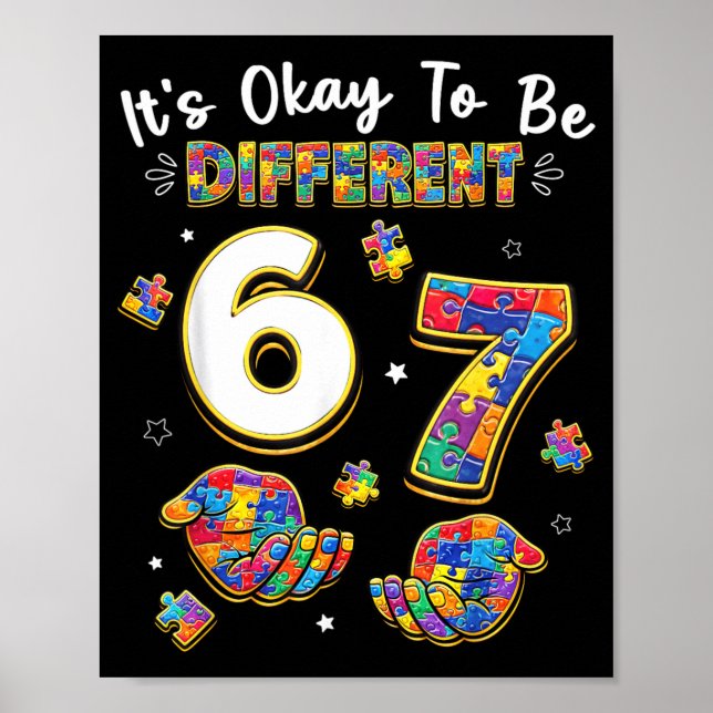 Six Seven Autism Awareness 67 Handskar att vara Poster (Framsidan)