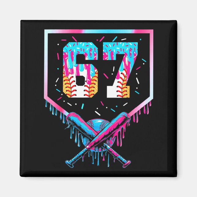 Six Seven Baseball Ice Cream Drip Cool 67 Gen Alph Magnet (Framsidan)