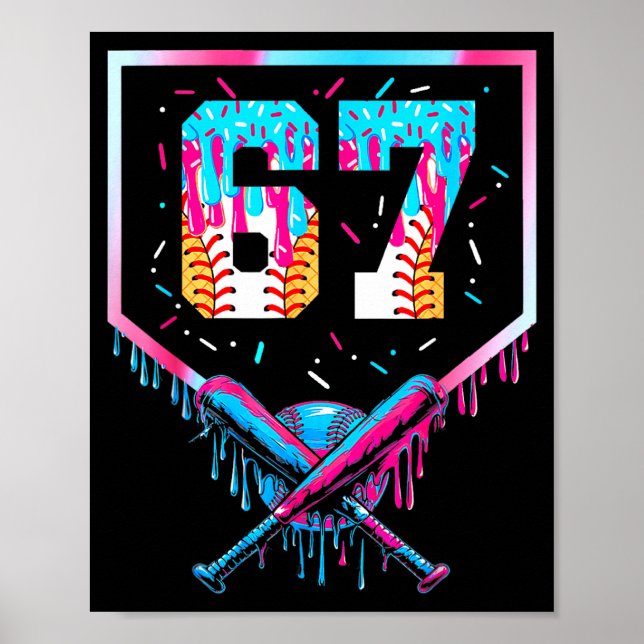 Six Seven Baseball Ice Cream Drip Cool 67 Gen Alph Poster (Framsidan)