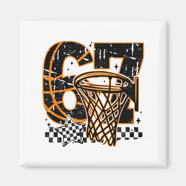 Six Seven Basketball, Funny 67 Basketball, Retro G Magnet (Framsidan)