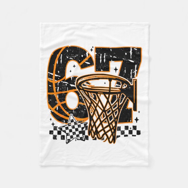 Six Seven Basketboll, Rolig 67 Basketboll, Retro G Fleecefilt (Framsidan)