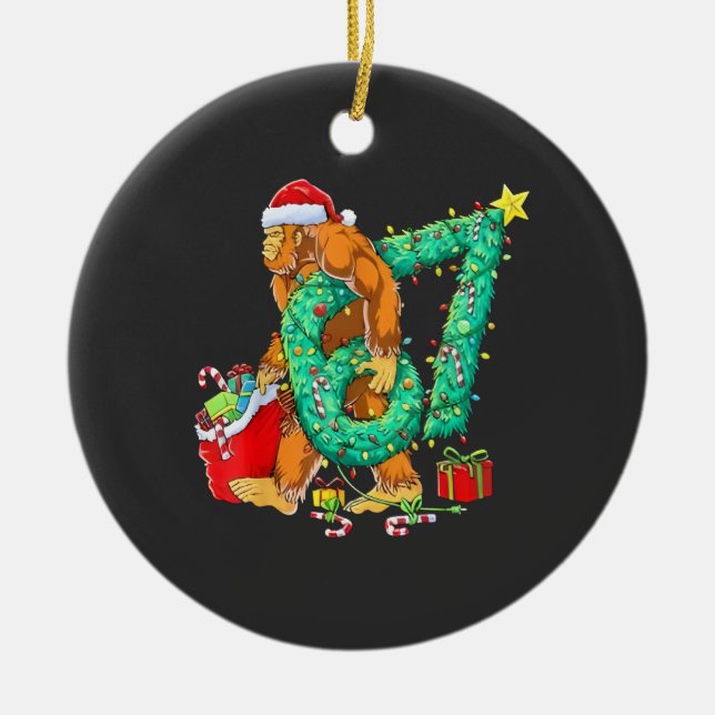 Six Seven Bigfoot 67 Sasquatch Meme Christmas Julgransprydnad Keramik (Framsidan)
