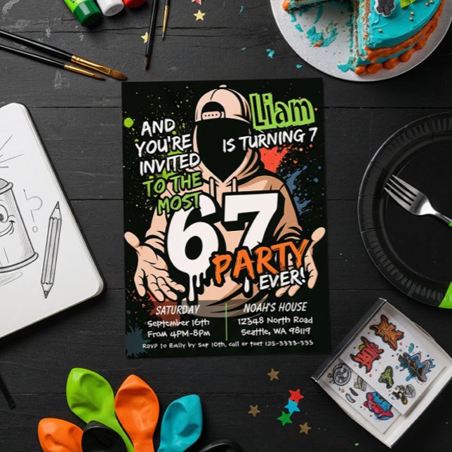 Six Seven Birthday Invitation, 7th Birthday Inbjudningar (Skapare uppladdad)