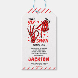 Six Seven Birthday Skeleton Hands Party Presentetikett