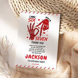 Six Seven Birthday Skeleton Hands Party Tack Kort