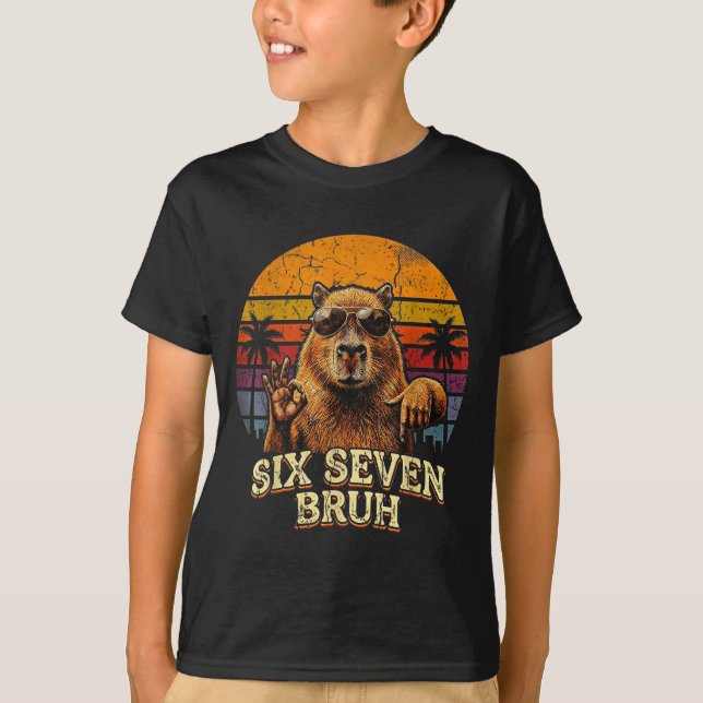 Six Seven Bruh 67 Capybara 6 7 Funny Meme Animal 6 T Shirt (Framsida)