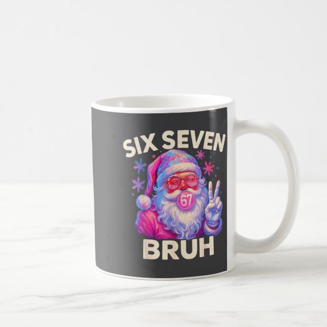 Six Seven Bruh 67 Funny Nk Santa Christmas 6 7 Mem Kaffemugg (Höger)