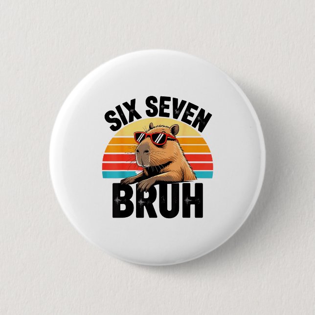 Six Seven Bruh 67 Meme Capybara  Knapp (Framsida)
