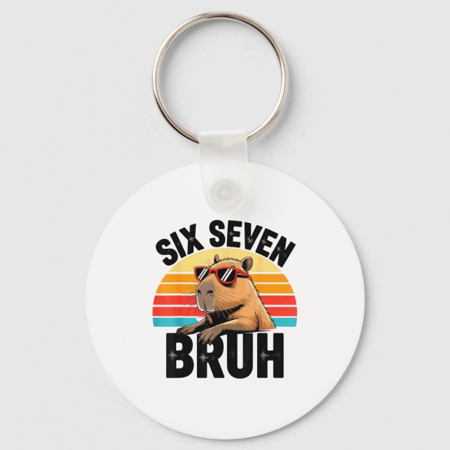 Six Seven Bruh 67 Meme Capybara  Nyckelring (Framsida)