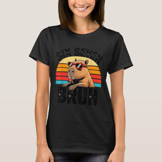 Six Seven Bruh 67 Meme Capybara  T Shirt (Framsida)