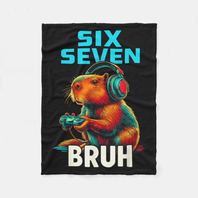 Six Seven Bruh 67 Meme Funny Capybara  Fleecefilt (Framsidan)