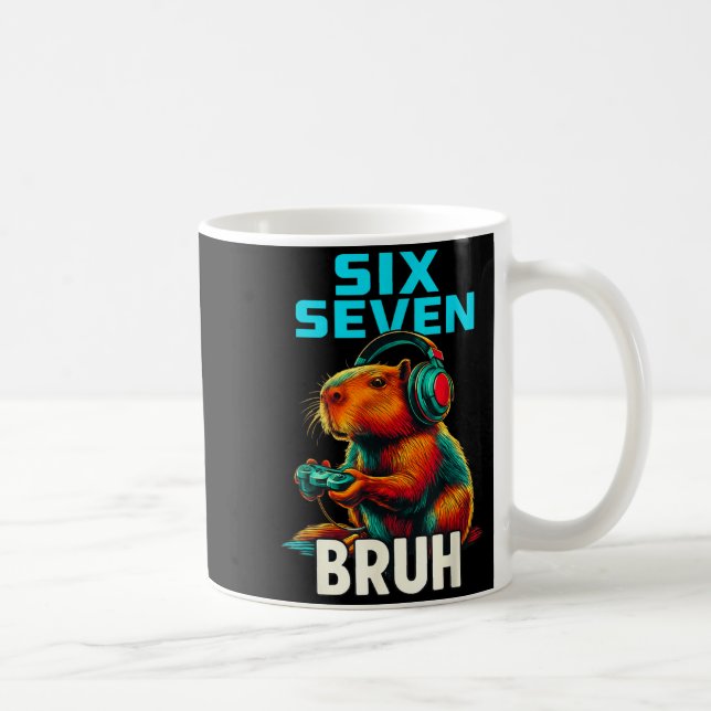 Six Seven Bruh 67 Meme Funny Capybara  Kaffemugg (Höger)