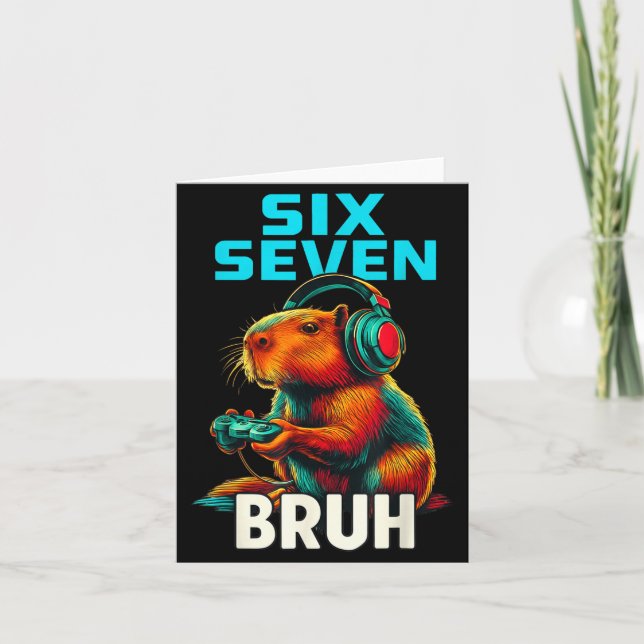 Six Seven Bruh 67 Meme Funny Capybara  Kort (Framsida)