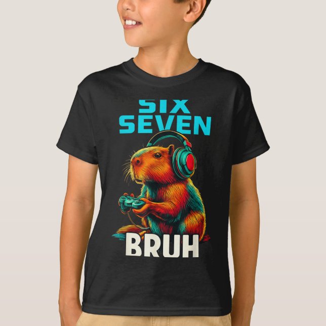Six Seven Bruh 67 Meme Funny Capybara  T Shirt (Framsida)