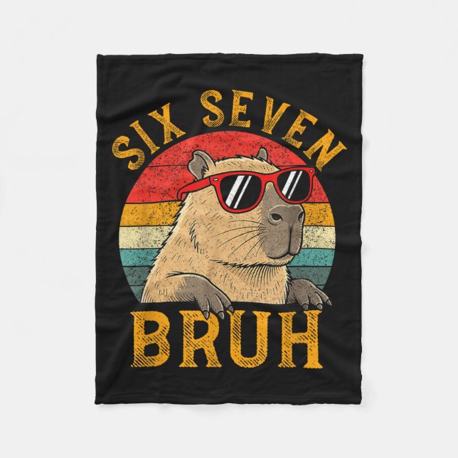 Six Seven Bruh 67 Meme Funny Capybara Viral Six Se Fleecefilt (Framsidan)
